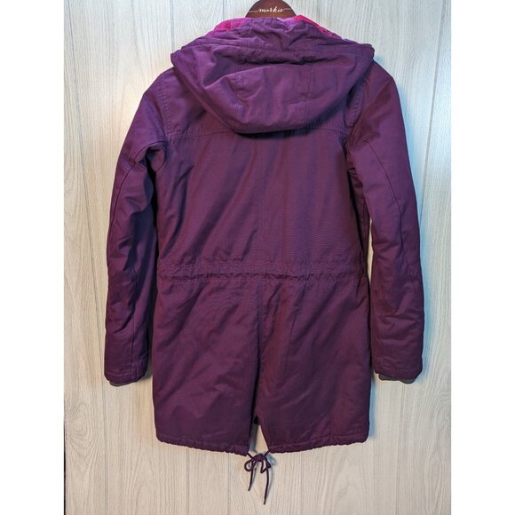 Womens Columbia Cotton Blend Hooded Coat size Small Purple Flannel Lined - Picture 3 of 7